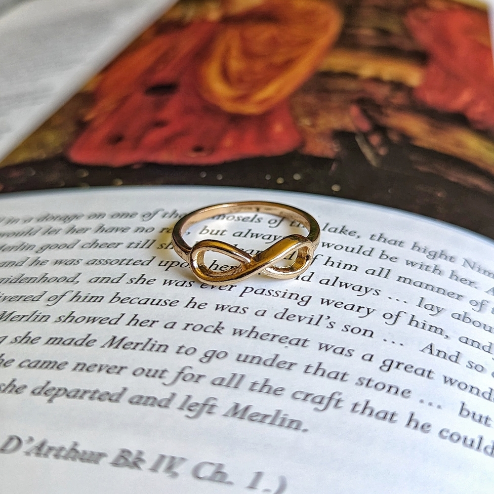 Gold Tone Infinity Symbol Dainty Ring Size 7.5